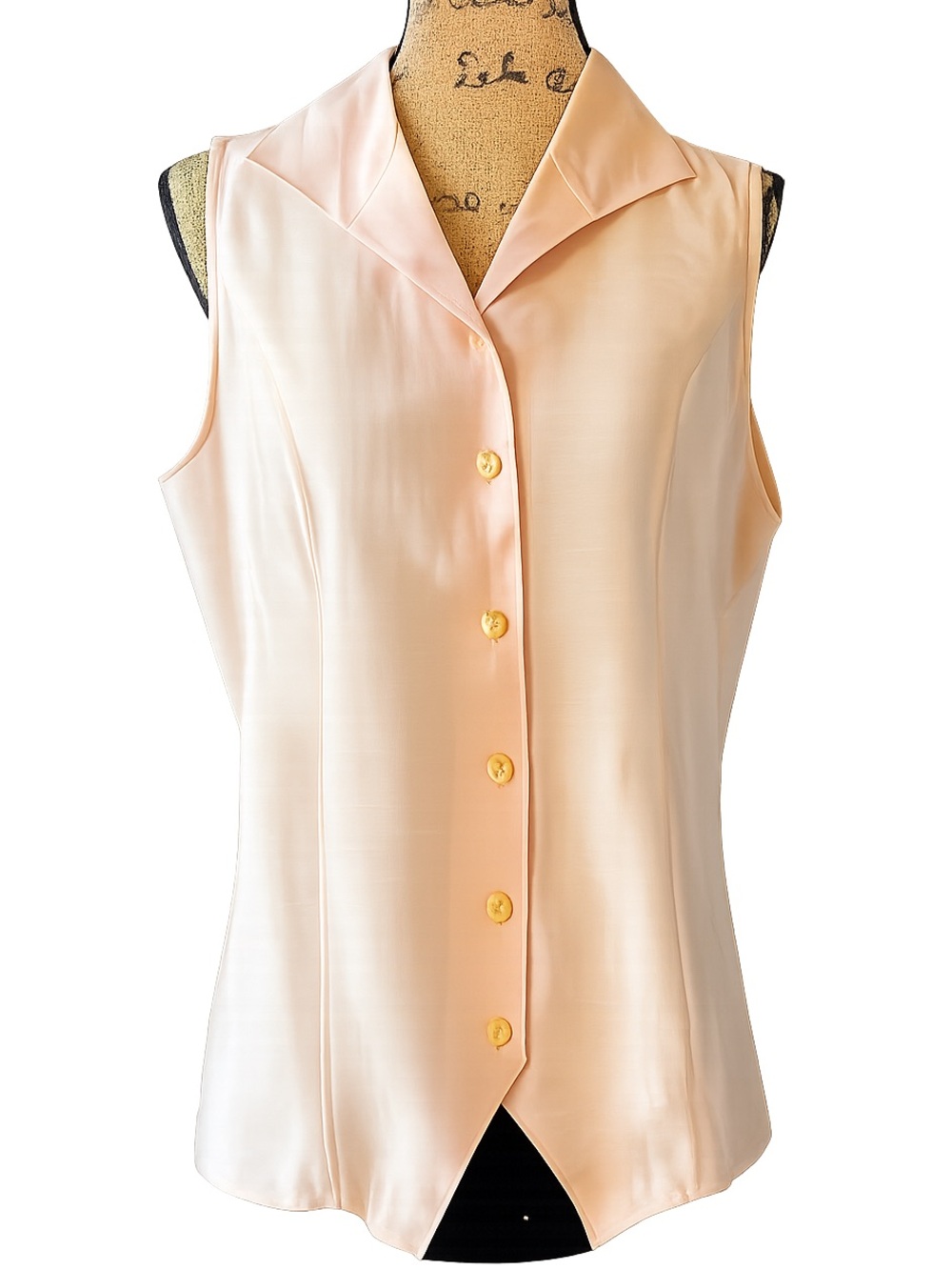 Karen Scott Large Peach Sleeveless Button Down  Top NWT